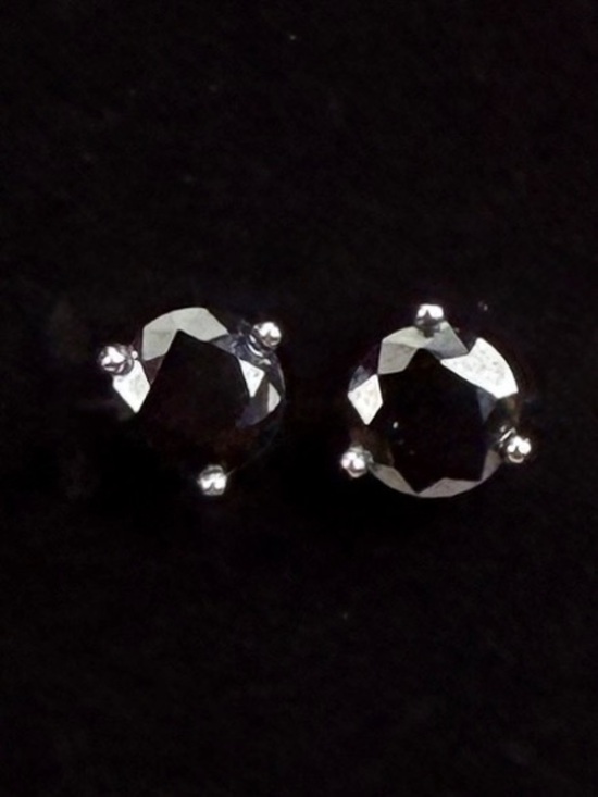 Jewelry - Beautiful, silvertone, large black, reflective bling costume pierced earrings